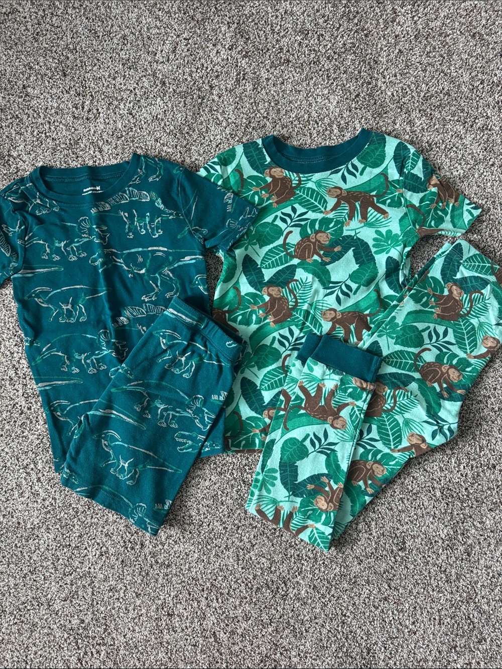 Kids Teal & Green Jungle Monkey Pajama Set - 2-Pack